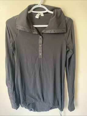 lululemon athletica Black Long Sleeve Button Polo with Reflective Trim